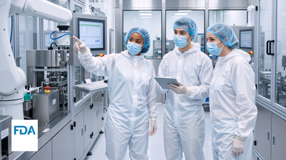 Inspectors wearing safety gear inside a laboratory