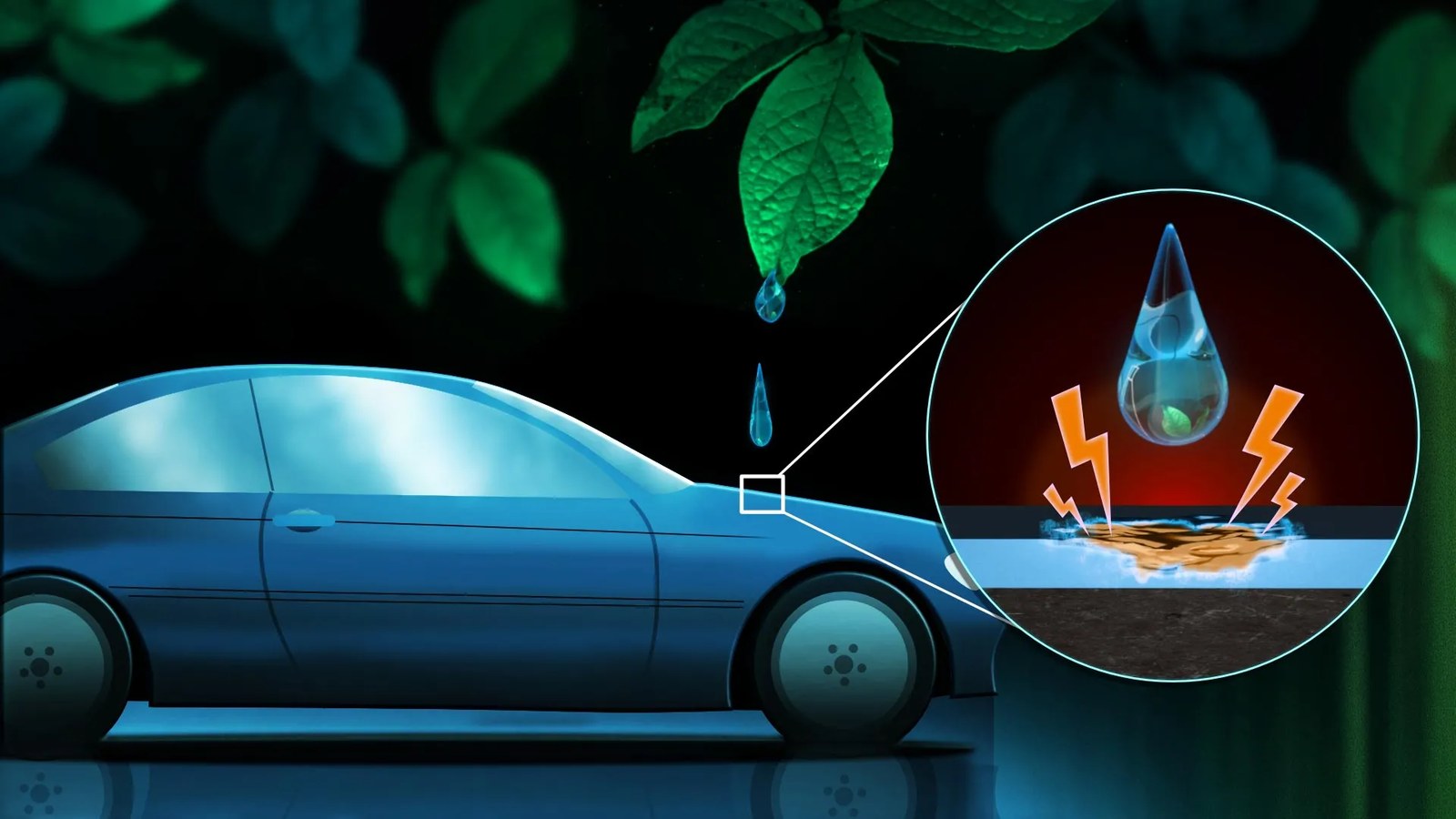 Raindrops can damage paint with microscopic “lightning”